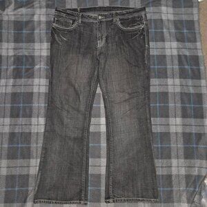 Y2k 2000s Buffalo Black Denim Jeans Mens Bootcut Flare SZ 38 skater grunge